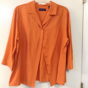 KAREN SCOTT LADIES L ORANGE BUTTON BLOUSE W/COLLAR